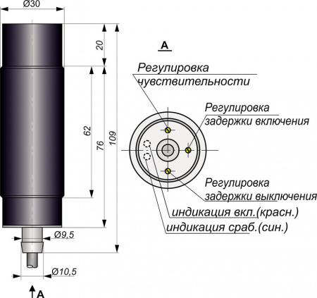 Датчик бесконтактный ёмкостный SEG071-NO/NC-ACR-TF-TRAB30(рег. задержка вкл./выкл. до 30 сек.)