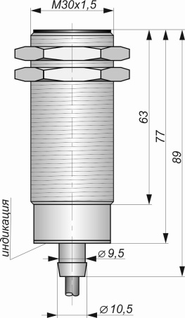Датчик бесконтактный индуктивный И26-NO-PNP-ПГ(Л63, Lкорп=75мм)